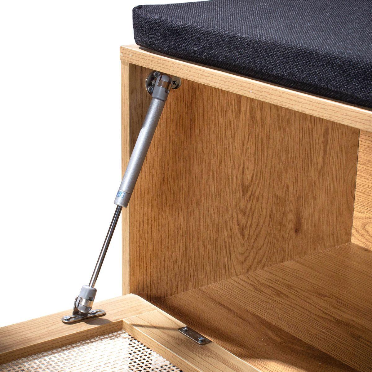 BANK mit Schuhablage und Rattanfront - L100 cm - Apfelbaumfarben, Holzwerkstoff (100/47/38cm) - Calicosy