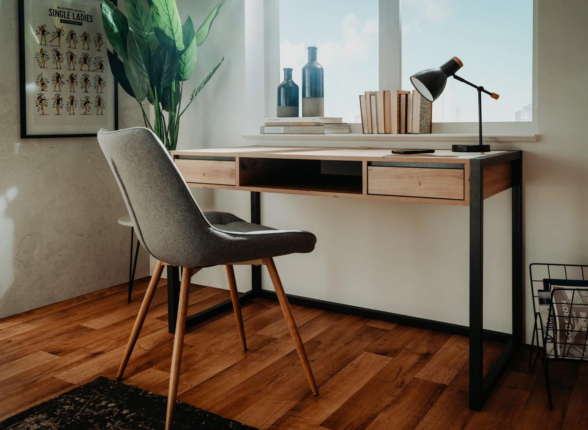 SCHREIBTISCH Artisan Eiche, anthrazit 120 cm, Industrial Design, Laptoptisch mit Schubladen - Anthrazit/Eiche Artisan, Holzwerkstoff (120/60/75cm) - Furn.Design