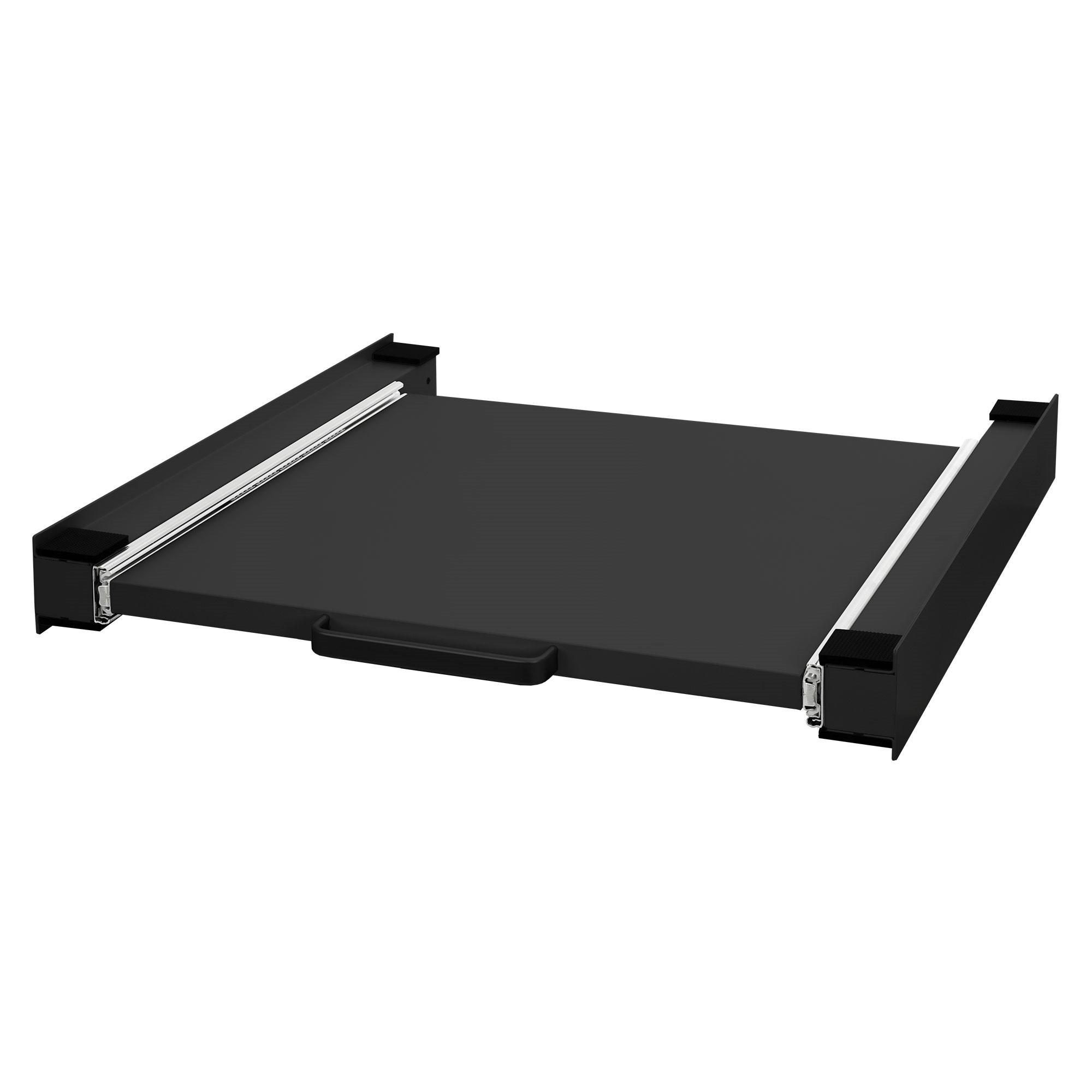 ZWISCHENBAURAHMEN für Trockner und Waschmaschine Verbindungsrahmen mit Ausziehplatte aus Stahl 60x60 cm Schwarz - Schwarz, Metall (60/7.5/60cm) - ML-DESIGN