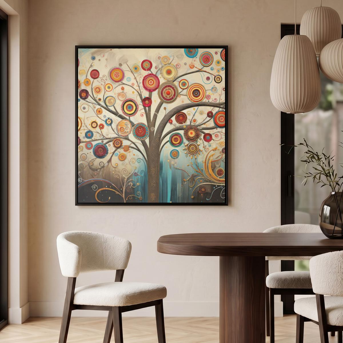 LEINWAND Bilder mit Rahmen - Baum - Baum des Lebens - Farbe - 90x90 - Braun, Textil (90/90cm) - MuchoWow