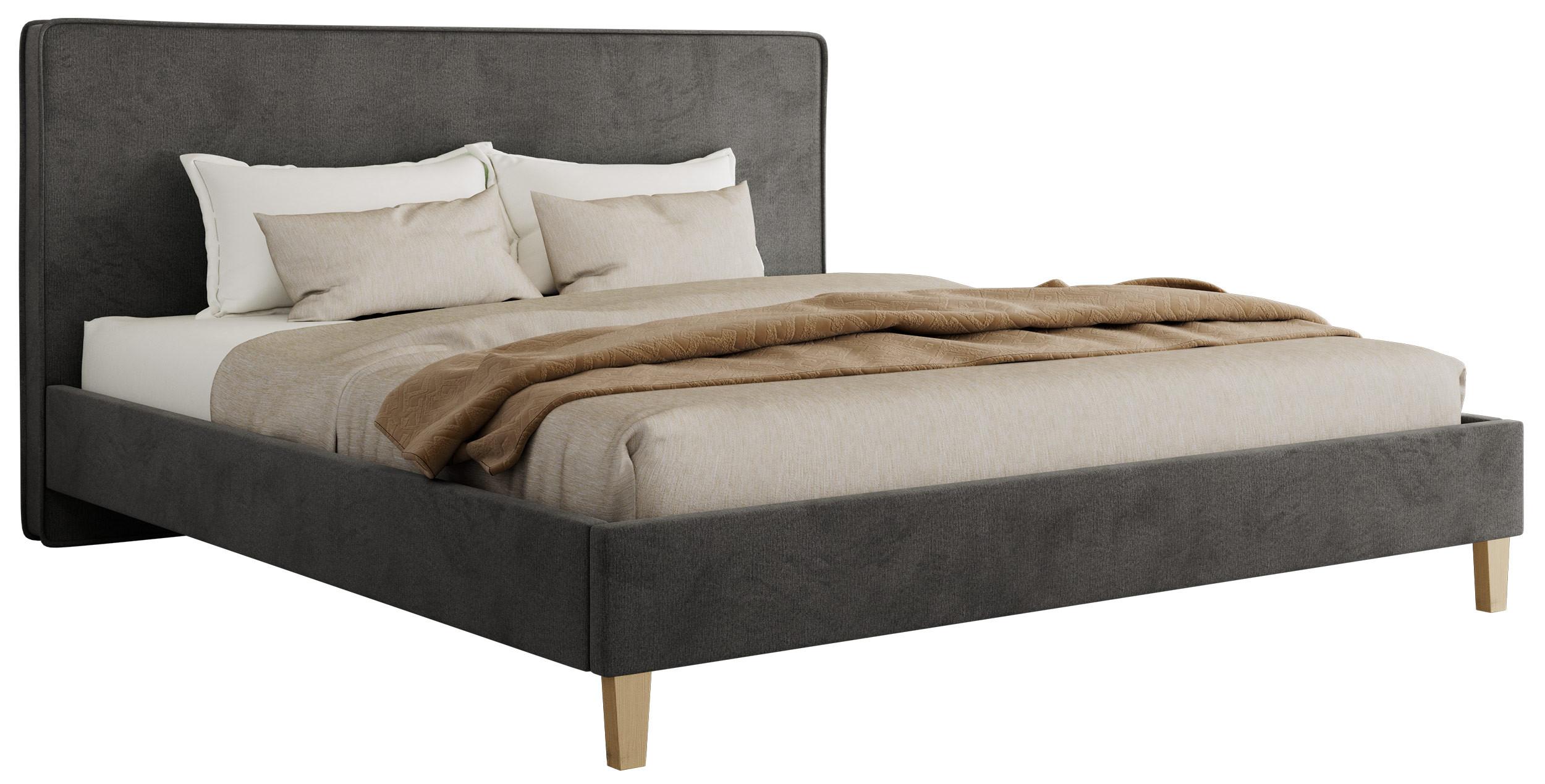 POLSTERBETT LUMARO CLASSIC 200/200 - Dunkelgrau Velvet - ohne Matratze - Dunkelgrau/Kernbuche, Holz/Textil (200/200cm) - MKS