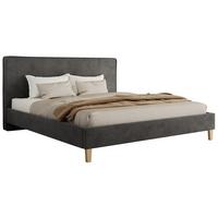 POLSTERBETT LUMARO CLASSIC 140/200 - Dunkelgrau Velvet - Matratze Pocket - Dunkelgrau/Kernbuche, Holz/Textil (140/200cm) - MKS