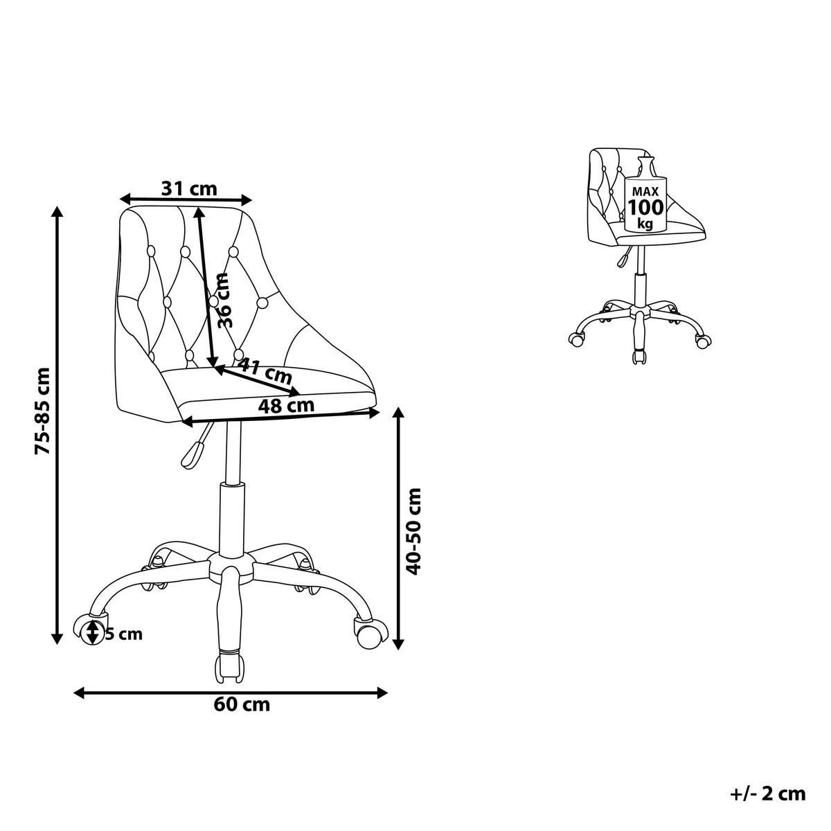 BÜRODREHSTUHL Polyester Grau Parrish - Grau, Textil/Metall (60/75/60cm) - Beliani