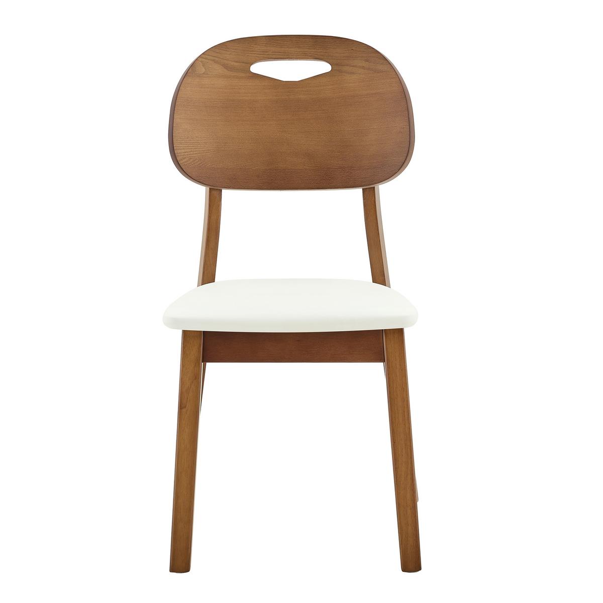 ESSZIMMERSTÜHLE 2er Set Massivholz Weiß Ovales Design mit Tragegriff - Weiß, Leder (50/88/44cm) - Urban Meuble