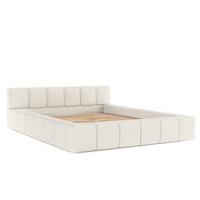 POLSTERBETT Milos mit Stauraum 180/200 cm Creme im Modesto Stoff - Creme/Schwarz, Holz/Holzwerkstoff (180/200cm) - AltaBeds