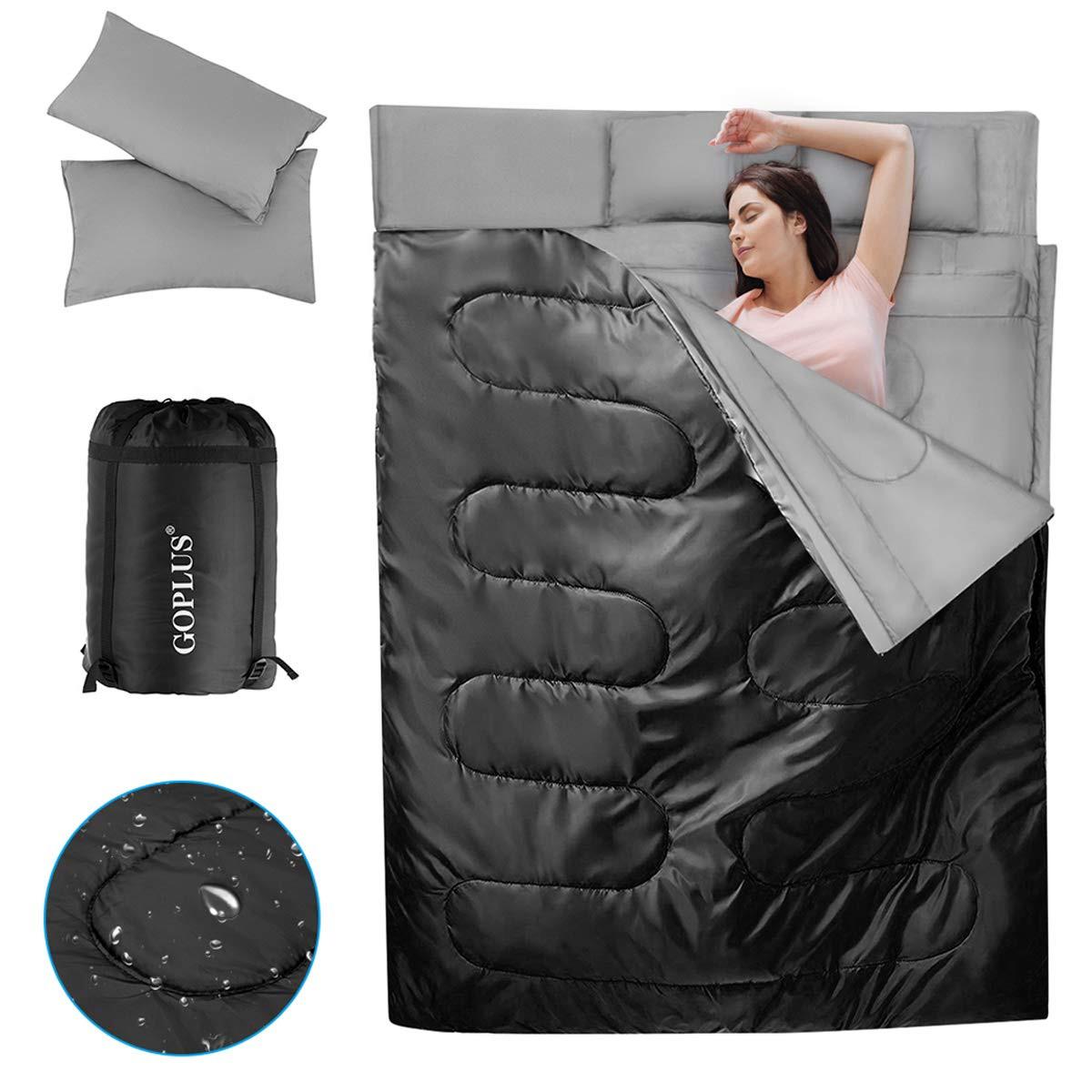 DOPPELSCHLAFSACK Schwarz - Schwarz, Textil - COSTWAY