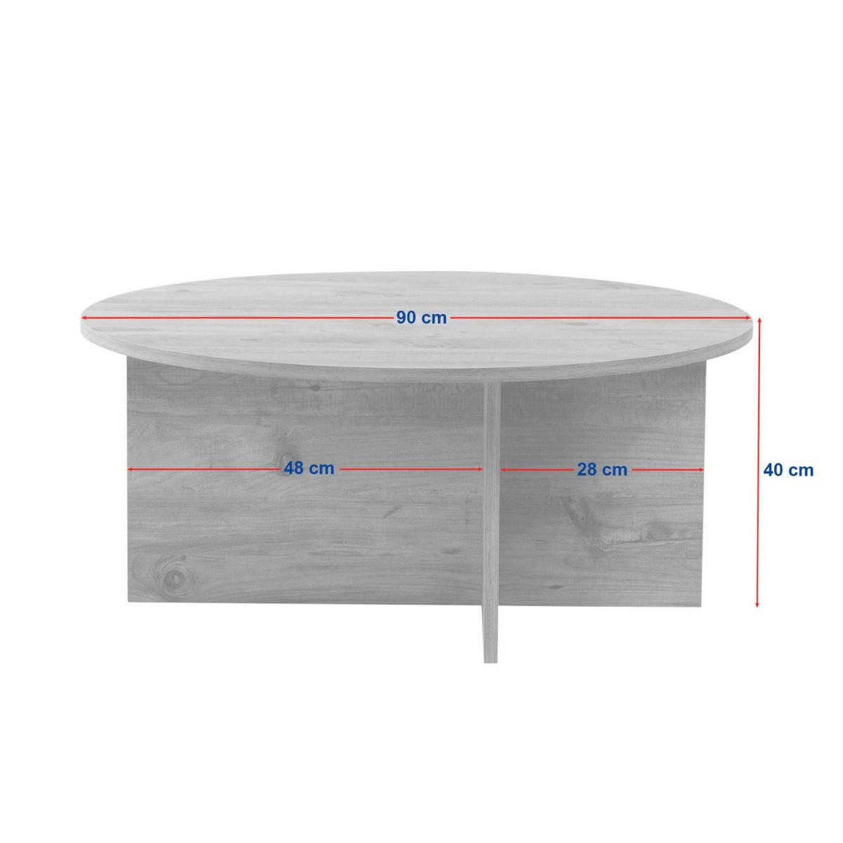 COUCHTISCH mit abgerundeter Platte - soleil 90/90/40 cm - Kieferfarben, Holzwerkstoff (95/90/40cm) - Calicosy
