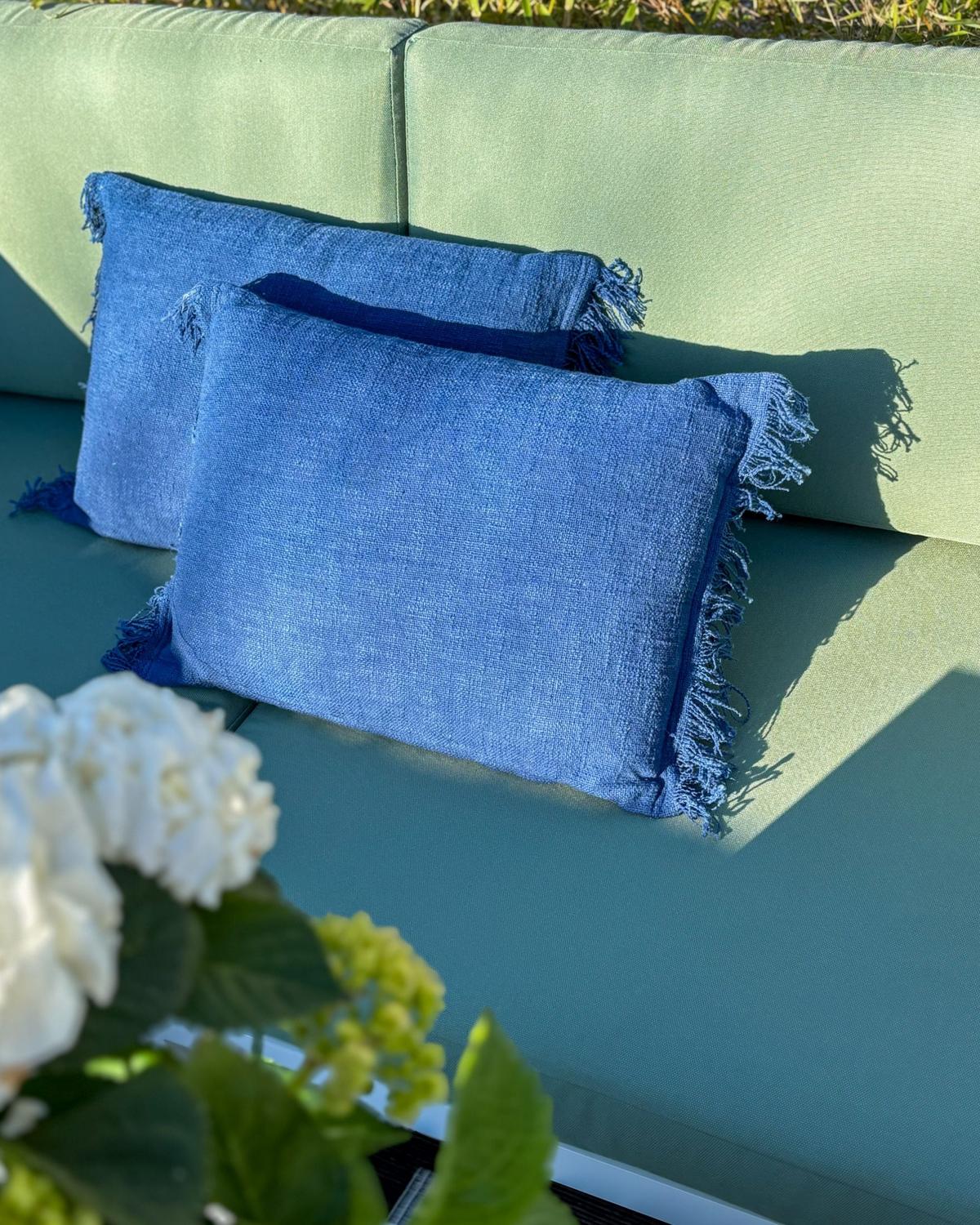 DEKOKISSEN 2er-Set Marineblau 50/35 cm Maba - Hellblau, Textil (35/50cm) - Beliani