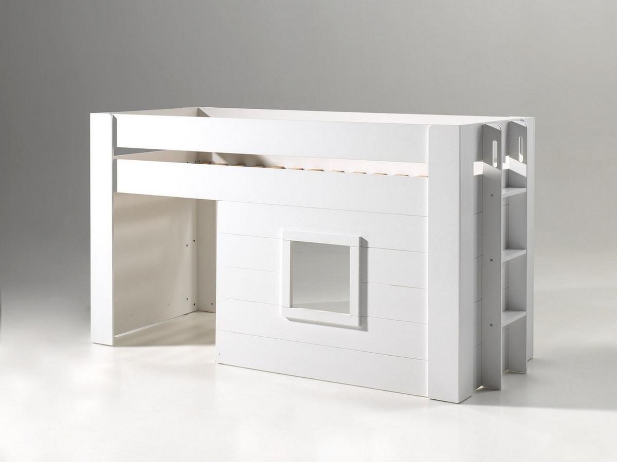 HOCHBETT mit Vorhang Karola 215x120x96 aus MDF in Weiß - Weiß, Holzwerkstoff (90/200cm) - 58aufmkessel