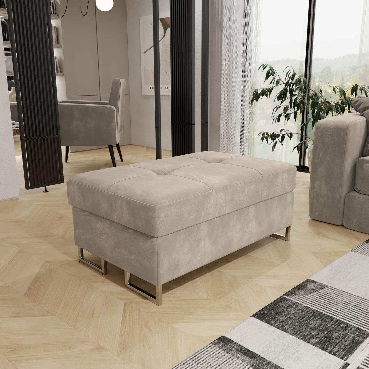 POLSTERHOCKER BARLET Creme 100x60 cm - Greige, Textil (100/41/60cm) - MASSENO