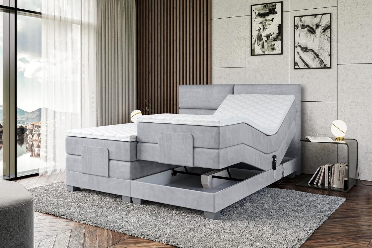 BOXSPRINGBETT elektrisch verstellbar mit 2 Matratzen H4/Taschenfederung MAYA EL 160 x 200 Grau - Grau, Holzwerkstoff (167/200cm) - ALTDECOR