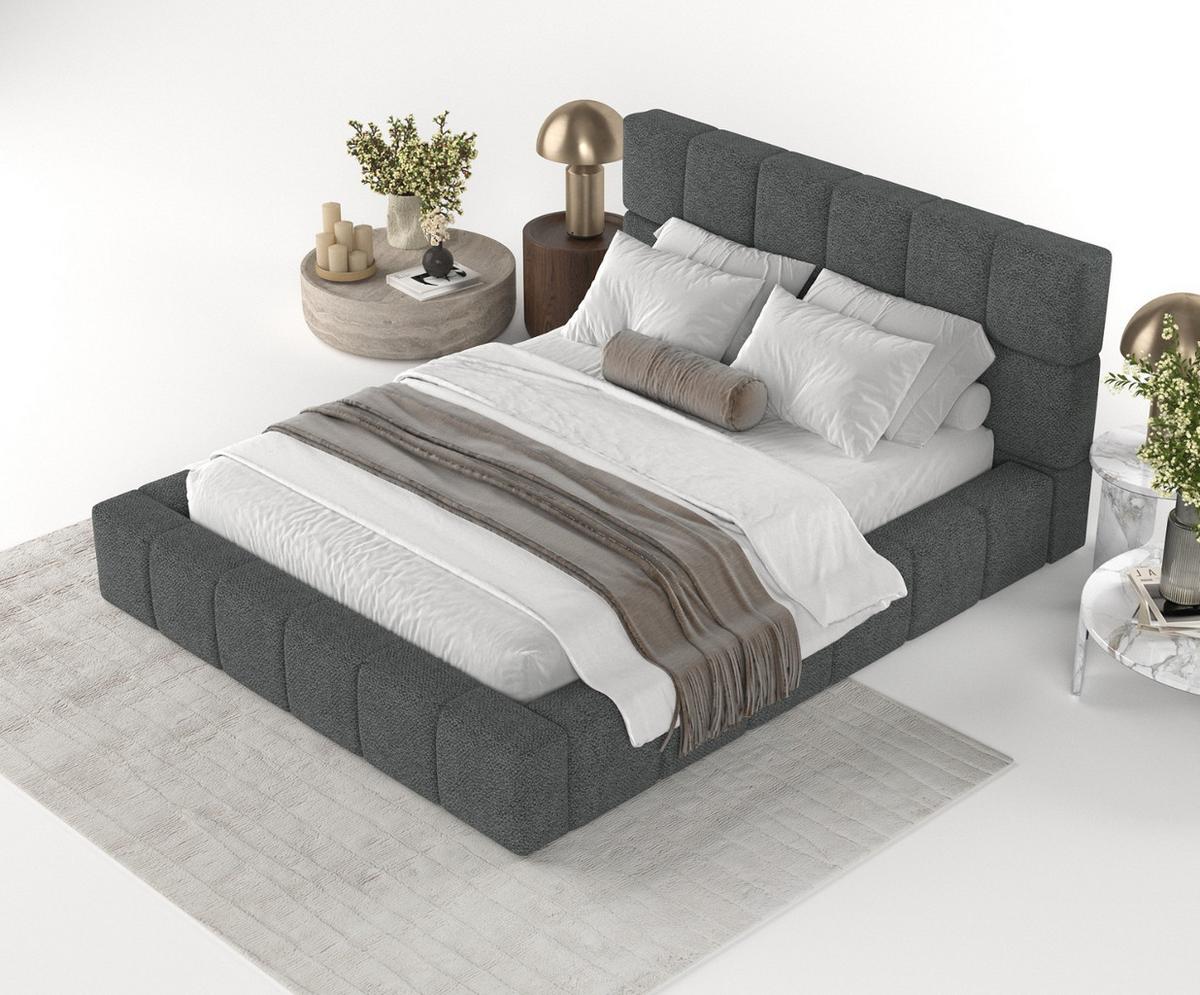 POLSTERBETT Paros mit Stauraum 180/200 cm Anthrazit im Bubble Stoff - Anthrazit/Schwarz, Holz/Holzwerkstoff (180/200cm) - AltaBeds