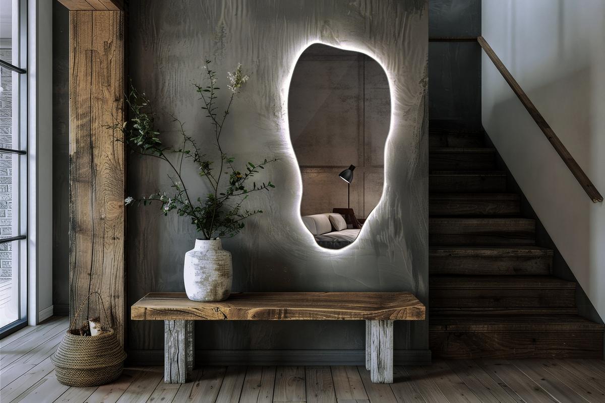 LED-SPIEGEL 40x80 cm Kaltweiß 6000K - Blau, Glas (80/40/0.4cm) - TULUP