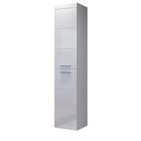 HOCHSCHRANK weiß Hochglanz 35 x 170 cm, Badschrank hängend - Weiß Hochglanz/Silberfarben, Holzwerkstoff/Kunststoff (35/170/33cm) - Top.Furn