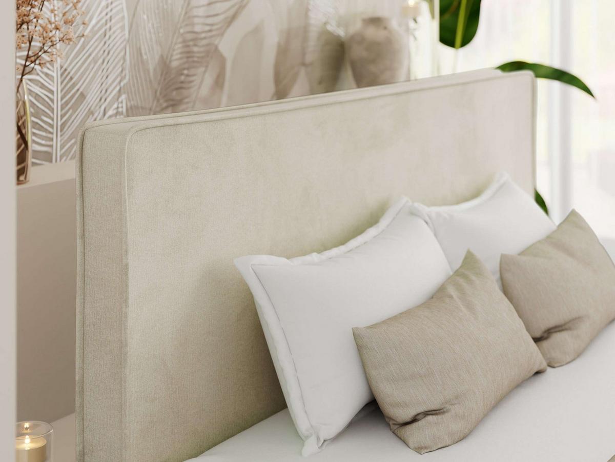 POLSTERBETT LUMARO CLASSIC 140/200 - Beige Velvet - Matratze Pocket - Beige/Kernbuche, Holz/Textil (140/200cm) - MKS