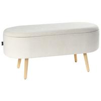 POLSTERBANK Cremeweiß Oklahoma - Creme/Braun, Naturmaterialien (100/46/37cm) - Beliani