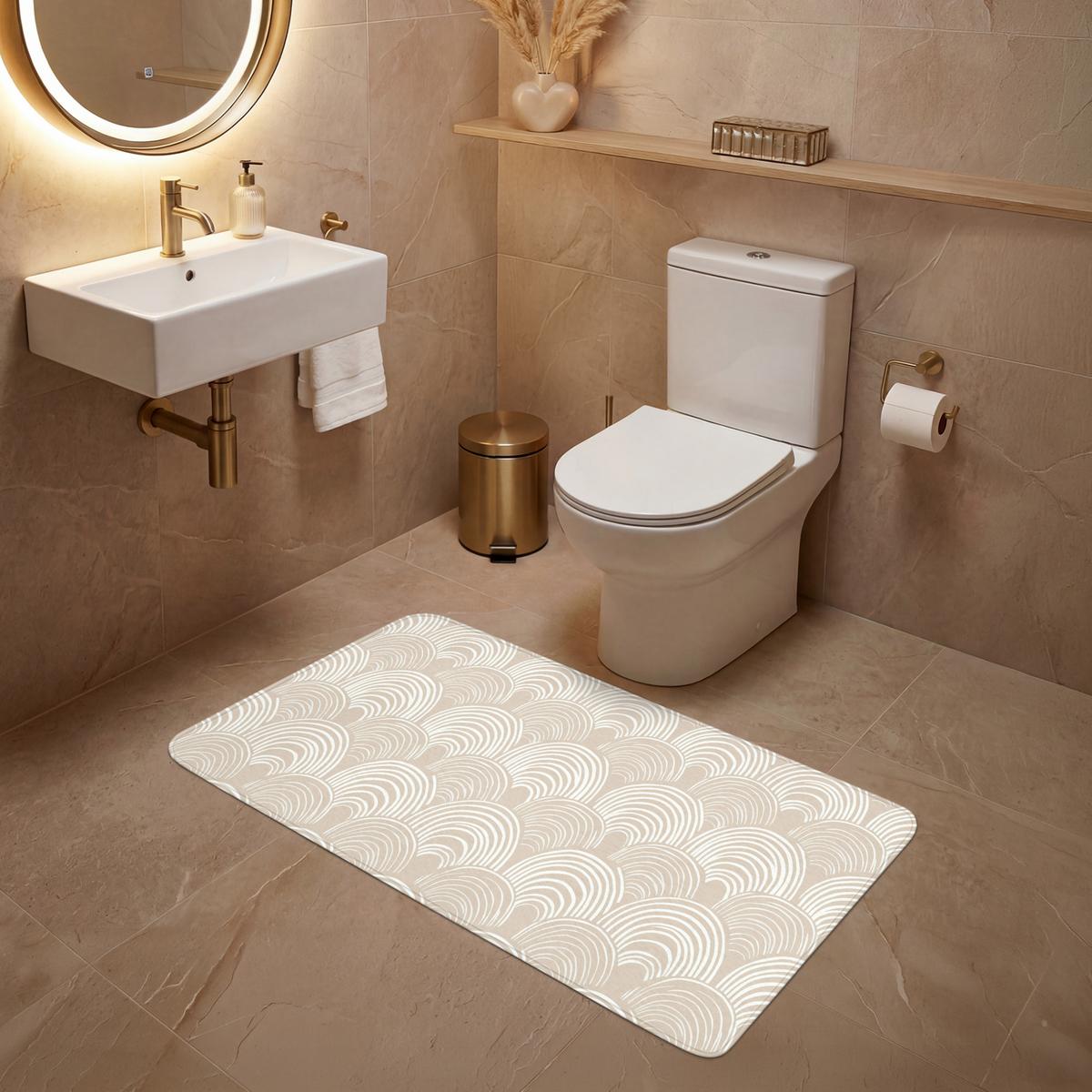WC-VORLEGER Wellen - Textur - Beige WC Teppich 120x60 cm - Kaschmir, Textil (120/1cm) - OnlyWow