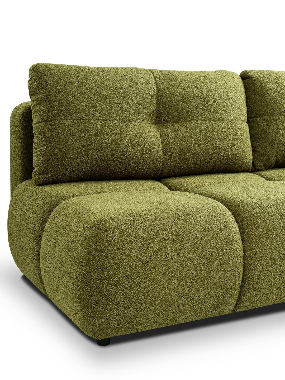 BETTSOFA CORSO Grün Bucle-Stoff mit Schlaffunktion - Grün, Holz (214/89/104cm) - MASSENO