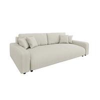BIGSOFA Emma Beige Cord - Beige/Schwarz, Holz/Kunststoff (234/78/122cm) - S-Style Möbel