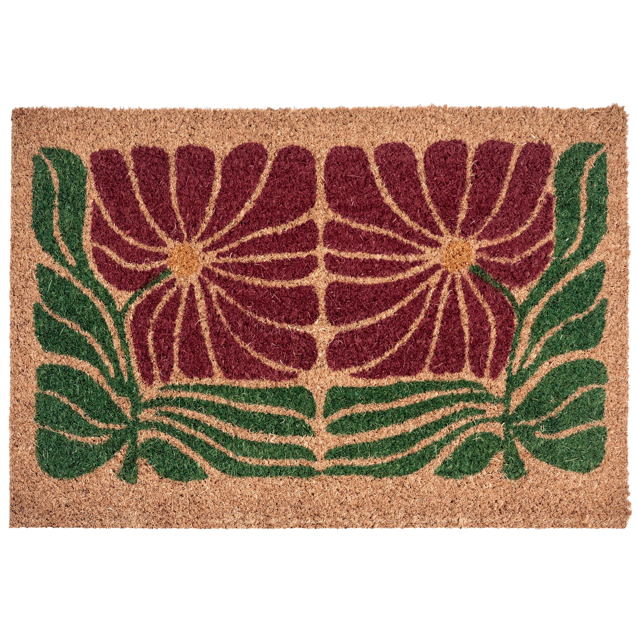 FUSSMATTE Bunt 40/60 cm Blume Kokosfasern Tanalian - Multicolor, Textil (40/60cm) - Beliani