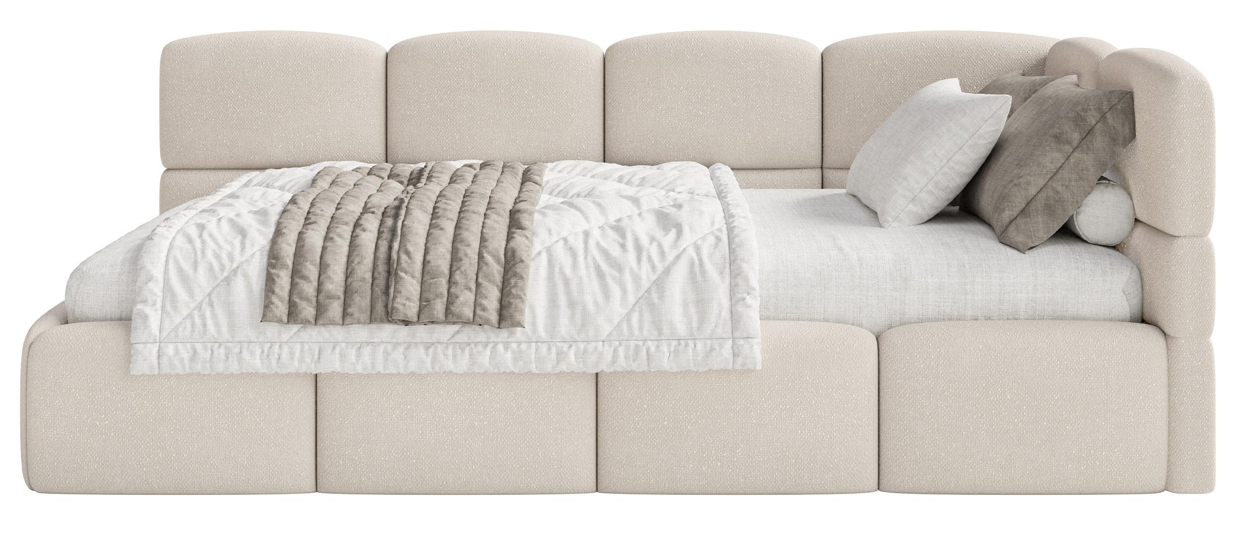 JUGENDBETT Cloudy Creme 120 cm, Chenille - Creme/Schwarz, Kunststoff/Textil (120/200cm) - Selsey