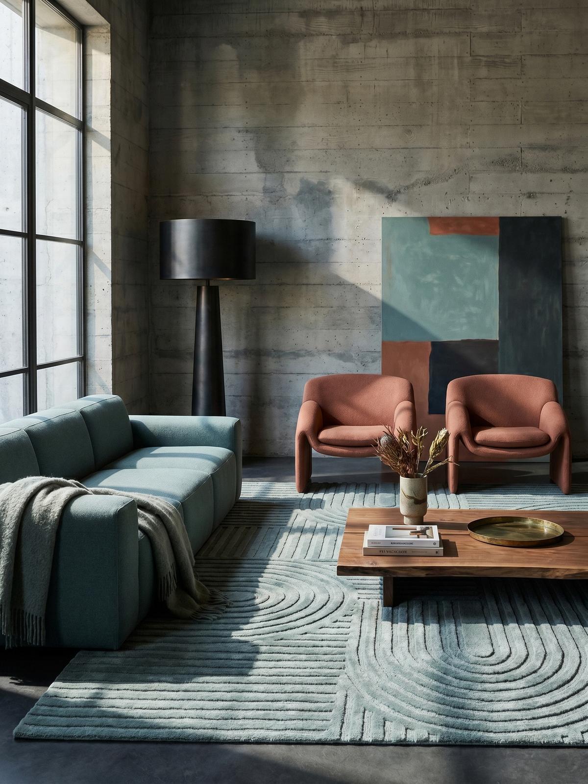 TEPPICH aus Wolle LEVEN in Entenei-Blau, geometrisch, 160 x 230 cm - Blau, Textil (230/160cm) - KADIMA DESIGN