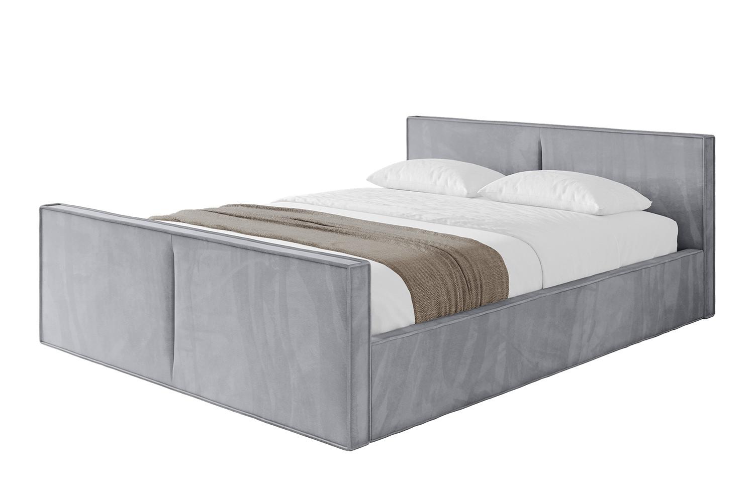POLSTERBETT mit Bettkasten, Fußteil und Lattenrost, Boxbett mit Matratze H3/H4 - EMMI-Z-V1 180x200 Hellgrau - Hellgrau, Holzwerkstoff/Textil (180/200cm) - ALTDECOR