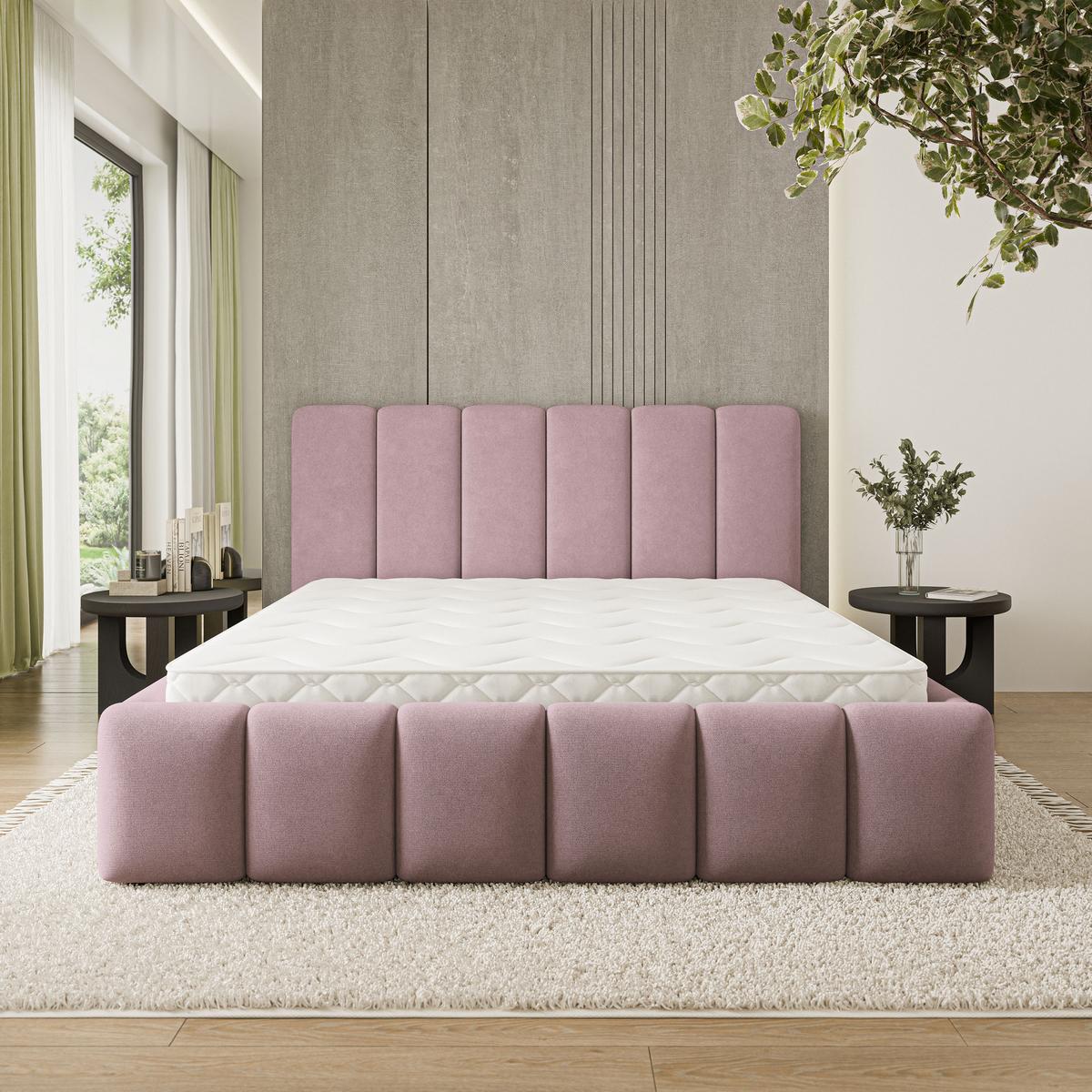 POLSTERBETT ATTORA SR 200x200 cm mit Bettkästen - Rosa - Rosa, Holz (200/200cm) - MASSENO