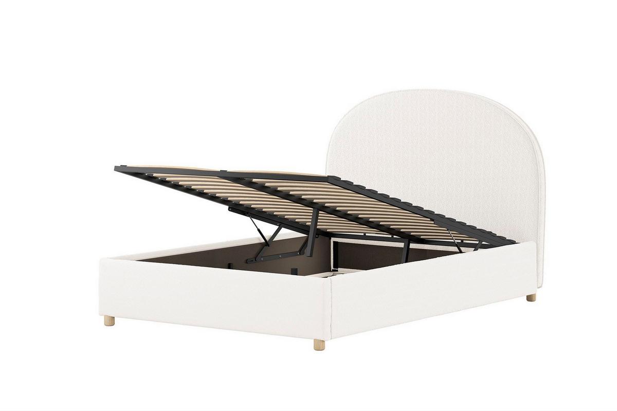 POLSTERBETT Karlotta 140x200 mit Bettkasten Bouclé Stoff weiß - Weiß, Kunststoff (140/200cm) - 58aufmkessel