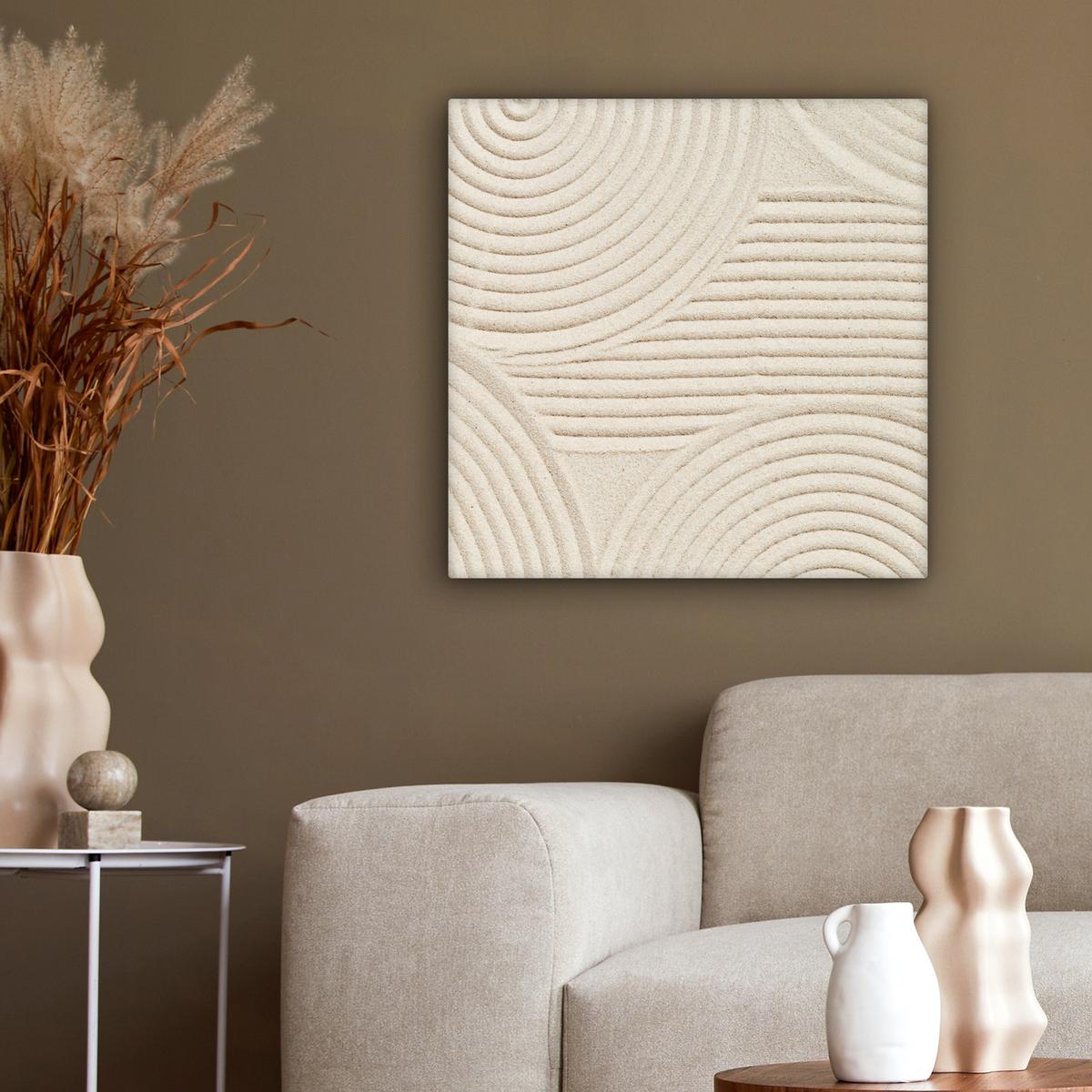 LEINWANDBILD Muster - Abstrakt - Weiß Wandbild Wohnzimmer 50x50 cm - Beige, Textil (50/50cm) - MuchoWow
