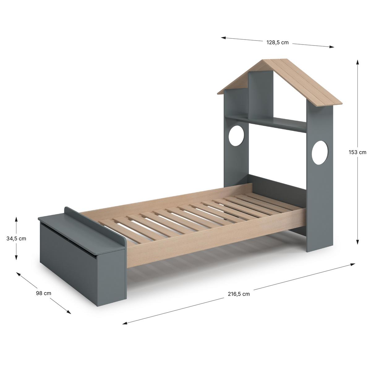 KINDERBETT Odessa Grün 216.5/128.5/153 cm - Grün, Holz (90/190cm) - Calicosy