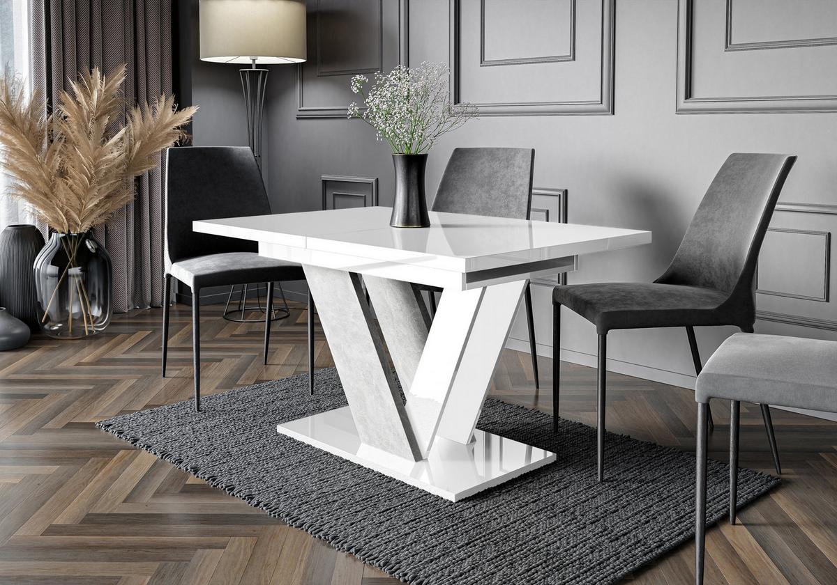 ESSTISCH ZAFIR Ausziehbar 120 - 160 / 80 x 76 cm - Weiß Hochglanz/Weiß, Holz (120/80/76cm) - MASSENO