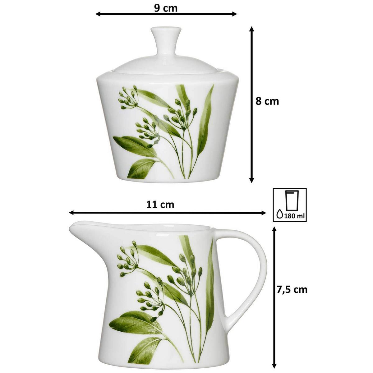 MILCH- & ZUCKER-SET Evora weiß-grün 2-tlg. - Weiß/Grün, Keramik (1/19cm) - Ritzenhoff Breker