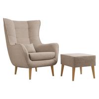 SESSEL Estjano Boucle mit Fußbank - Beige, Holz/Textil (80/106/95cm) - MIRJAN24