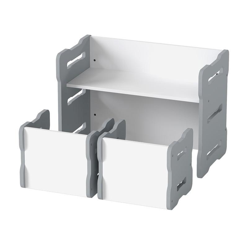 KINDERTISCH mit 2 Stühlen grau(3-tlg) - Grau, Holzwerkstoff (68/52/39cm) - COSTWAY
