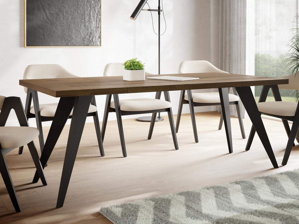 ESSTISCH Quadro quadratischer ausziehbarer, Lefkas Eiche 100-150/100/76 cm - Alteiche/Schwarz, Holz/Holzwerkstoff (100/150/76cm) - WFL GROUP