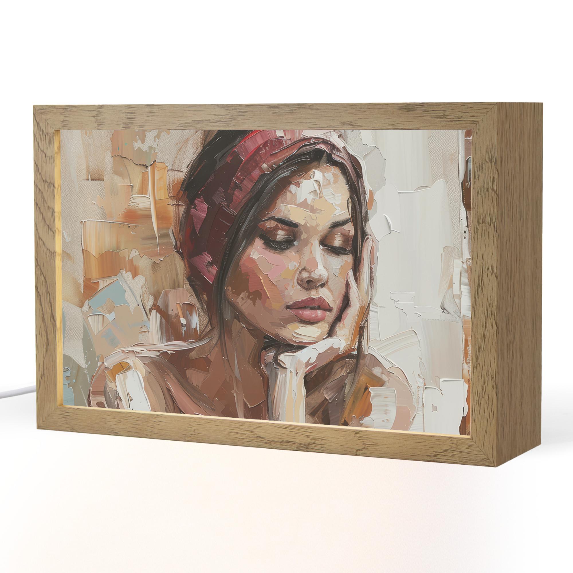 TISCHLEUCHTE Frau - Lackierung - Porträt - Modern 30x20 cm - Bronzefarben, Holzwerkstoff (8/30/20cm) - OnlyWow