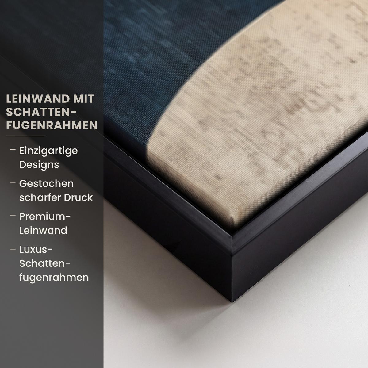 LEINWAND Bilder mit Rahmen - Abstrakt - Formen - Dunkelblau - 100x150 - Cognac, Textil (100/150cm) - MuchoWow