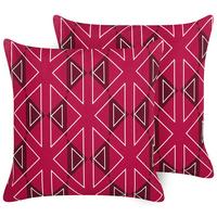 GARTENKISSEN 2er-Set geometrischem Muster rosa 45/45 cm Mezzano - Violett, Textil (45/45cm) - Beliani