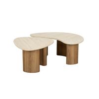 COUCHTISCH PRETO 2ER SET Weiß Keramik - Weiß/Braun, Keramik (44/88/36cm) - KAWOLA