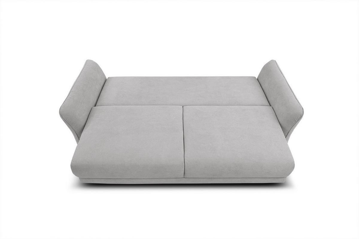 SOFA LOREM 3-Sitzer mit Schlaffunktion, hellgrau - Hellgrau/Schwarz, Holz/Textil (232/90/107cm) - Wozimo