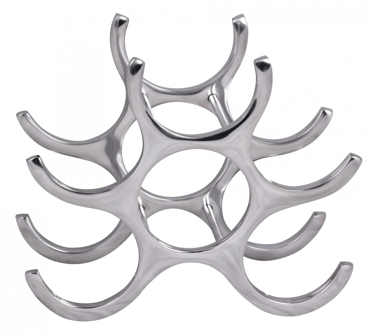 WEINREGAL Aluminium Modern Stil für 6 Flaschen platzsparend 24x29x14cm - Silberfarben, Metall (29/24/14cm) - KADIMA DESIGN