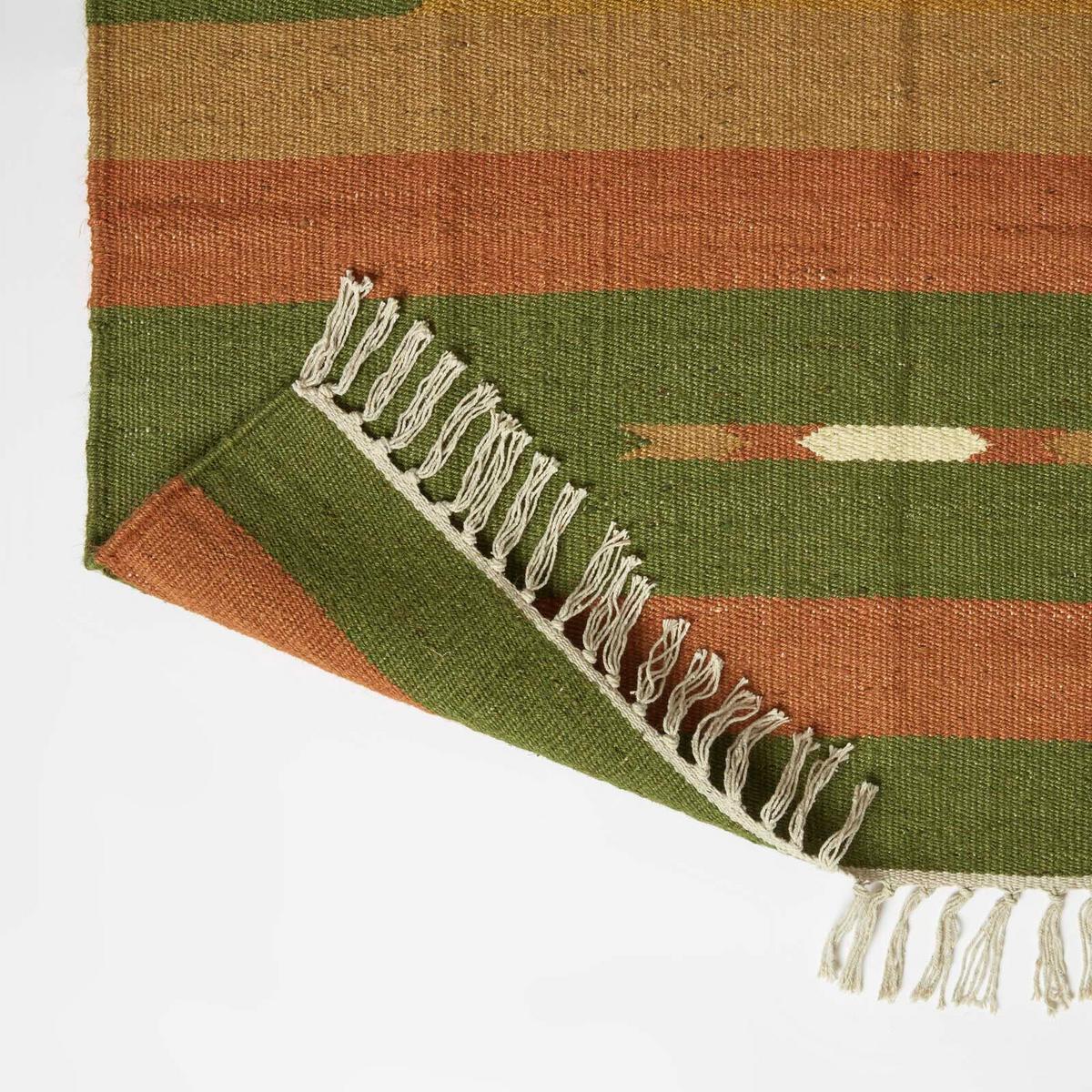 KELIM-TEPPICH Lundi Green handgewebt 240/300 cm - Waldgrün/Multicolor, Textil (240/300cm) - Homescapes