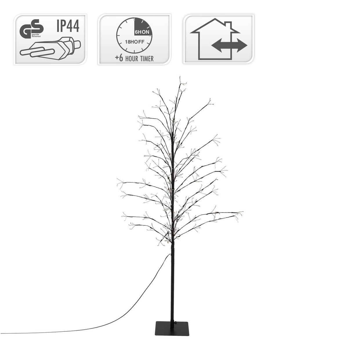 LED-BAUM 150 cm 360LED Warmweiß Timer Außen Flexibel Zweige - Schwarz, Kunststoff (60/150/60cm) - ECD-Germany