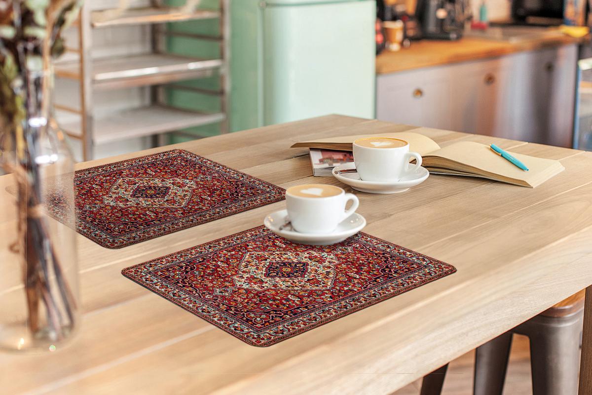 PLATZSETS 6er-Set Persische Teppiche - Teppiche - Muster - Rot Tisch Untersetzer-Set 45x30 cm - Rot, Kunststoff (0.3/45/30cm) - MuchoWow