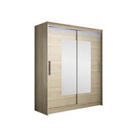 SCHWEBETÜRENSCHRANK Westa III, mit RGB LED Beleuchtung - Silberfarben/Sonoma Eiche, Holzwerkstoff/Metall (150/200/58cm) - MIRJAN24