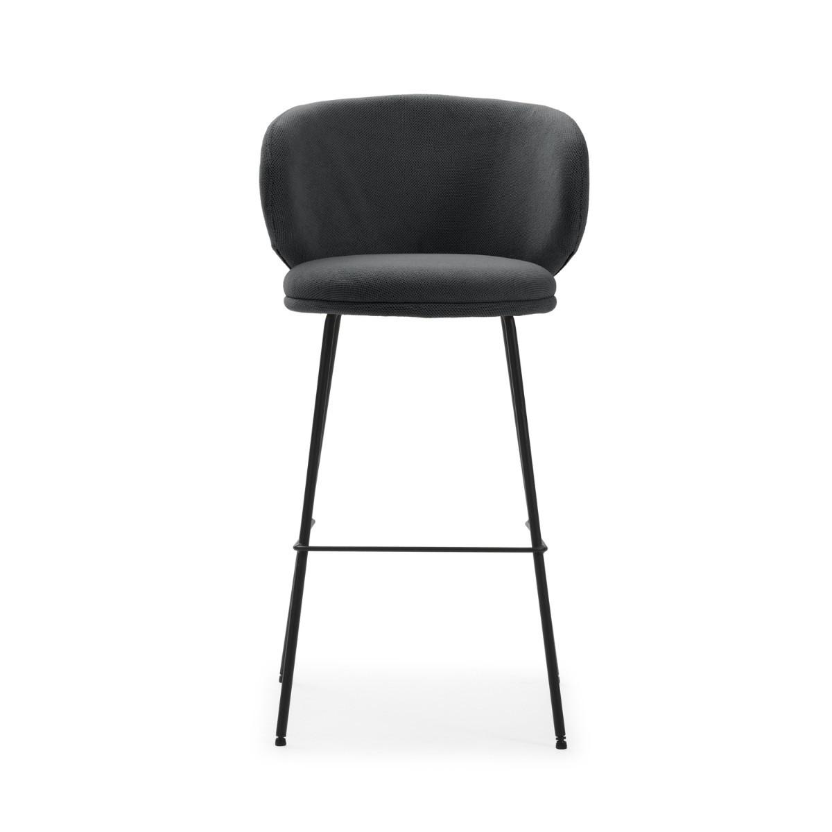 BARHOCKER (Set aus 2) aus Stoff mit schwarzen Metallbeinen - rush 56/53/65 cm - Dunkelgrau, Textil (53/65/56cm) - Calicosy