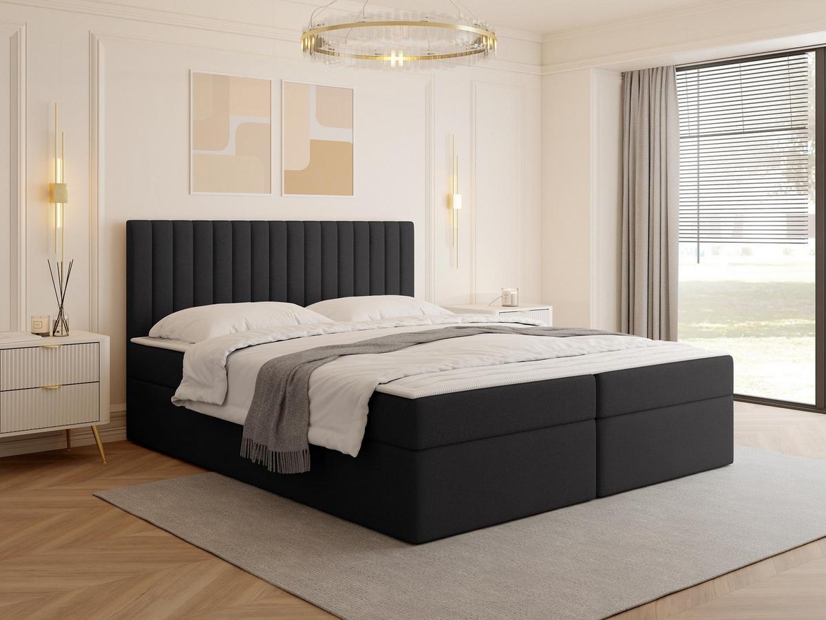 BOXBETT Tirulo - H3 - Dunkelgrau/Schwarz, Holzwerkstoff/Kunststoff (160/200cm) - MIRJAN24