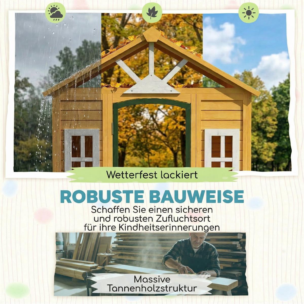 SPIELHAUS Tannenholz Braun - Braun, Holz (97/150/134.5cm) - AIYAPLAY