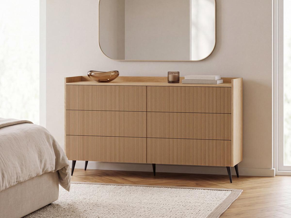 KOMMODE Arysa in Frühlings-Eiche Hellbraun 92/150/41 cm - Eichefarben/Schwarz, Holzwerkstoff/Metall (150/92/41cm) - WFL GROUP